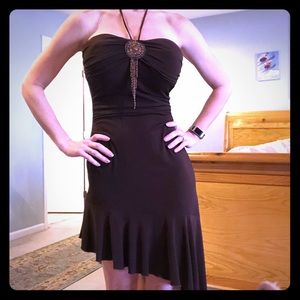 Brown asymmetrical dress. Medium. Ties around neck